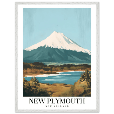 New Plymouth New Zealand Framed Poster – Vintage Mount Taranaki Travel Art - Vibrantwalls