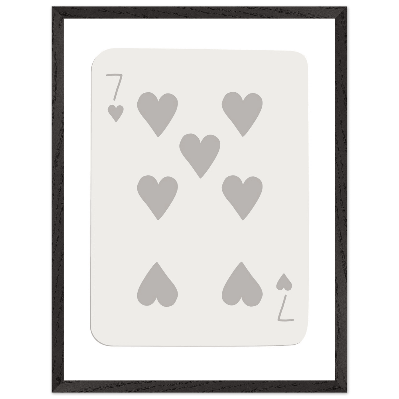 Minimalist Poker Card Print - Seven of Hearts - Mounted Eco-Friendly Framed Art, Custom Sizes & Finishes - Vibrantwalls