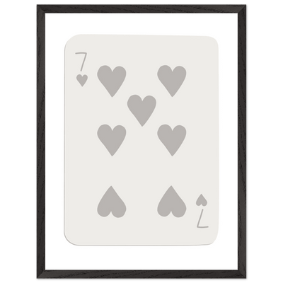 Minimalist Poker Card Print - Seven of Hearts - Mounted Eco-Friendly Framed Art, Custom Sizes & Finishes - Vibrantwalls