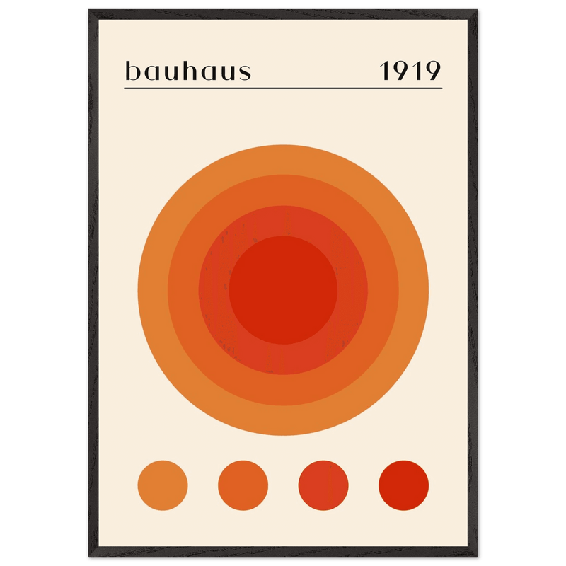Bauhaus 1919 Orange Red Circles Movement Style Design Wall Art - Vibrantwalls