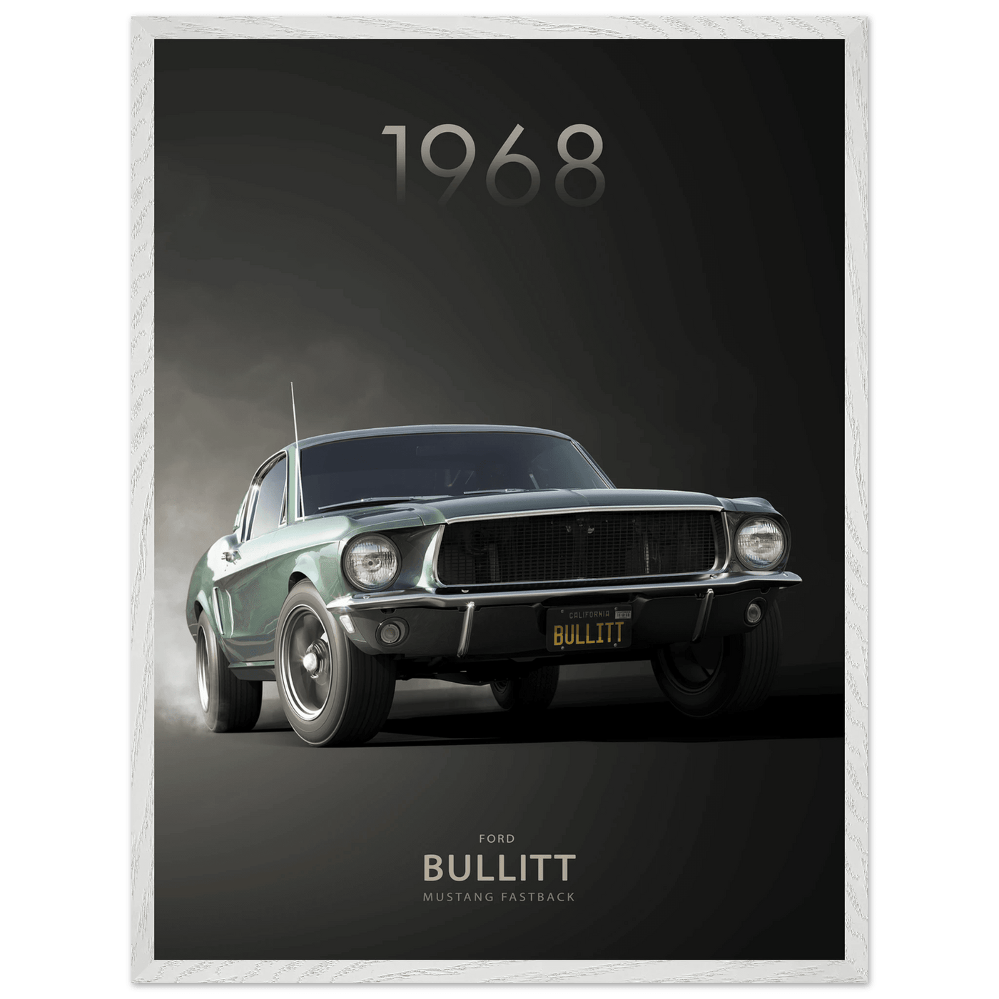 1968 Bullitt Mustang GT - 50th Anniversary Framed Poster | Iconic Green, Ready-to-Hang, Premium Quality - Vibrantwalls