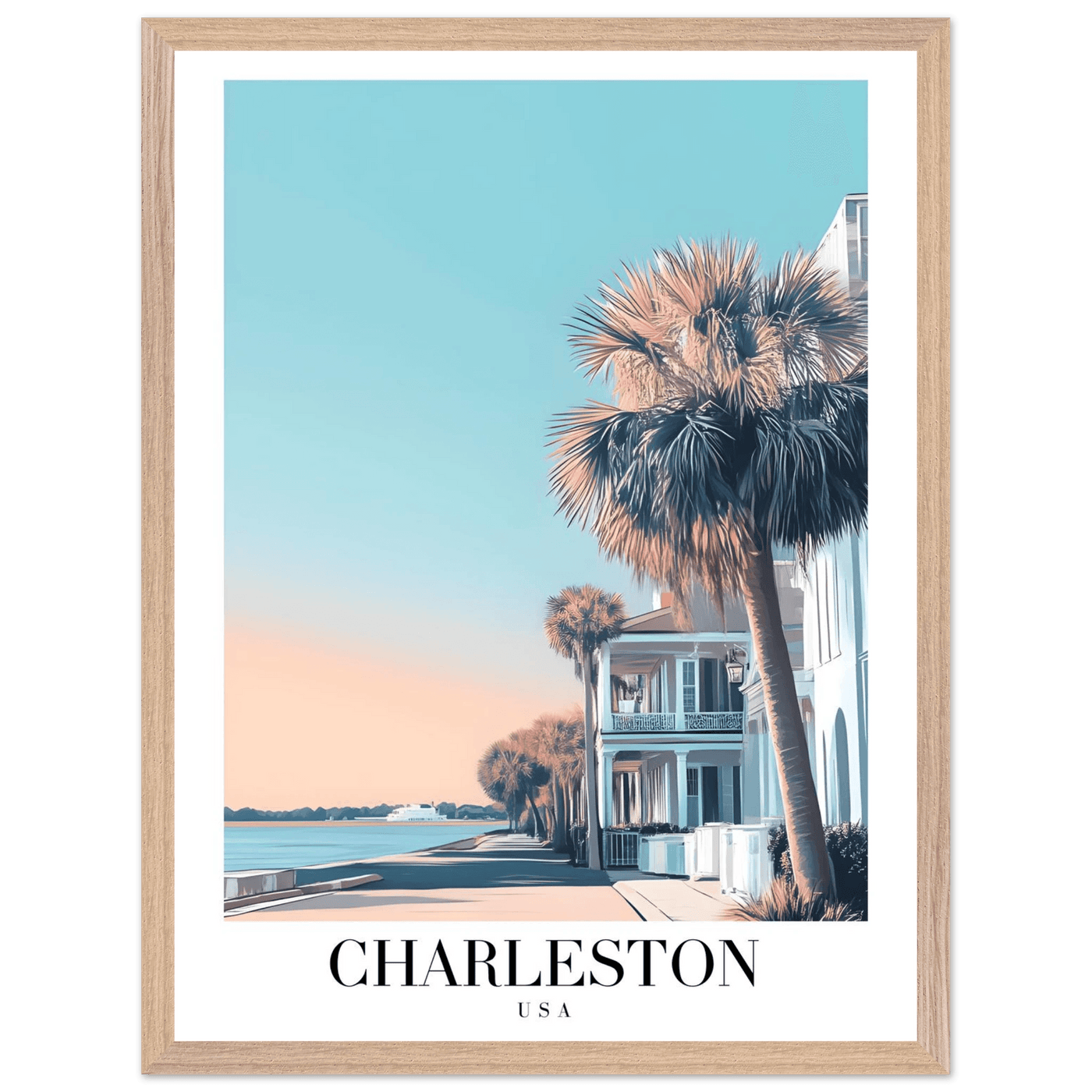 Charleston USA Framed Poster – Coastal Charm & Vintage Travel Art with Wooden Frame - Vibrantwalls