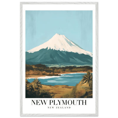 New Plymouth New Zealand Framed Poster – Vintage Mount Taranaki Travel Art - Vibrantwalls