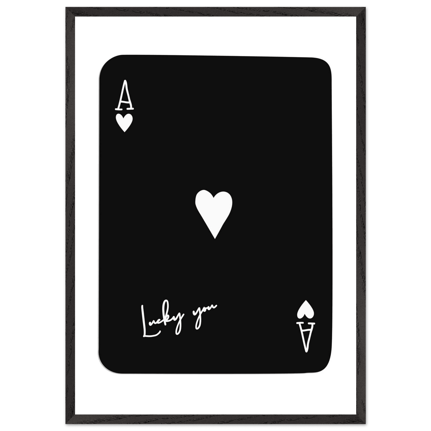 Minimalist Ace of Hearts Poker Card Print - Lucky You Framed Poster Art, Eco-Friendly Wood Frame - Vibrantwalls