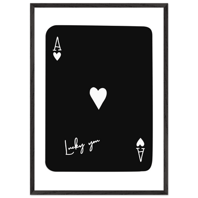 Minimalist Ace of Hearts Poker Card Print - Lucky You Framed Poster Art, Eco-Friendly Wood Frame - Vibrantwalls
