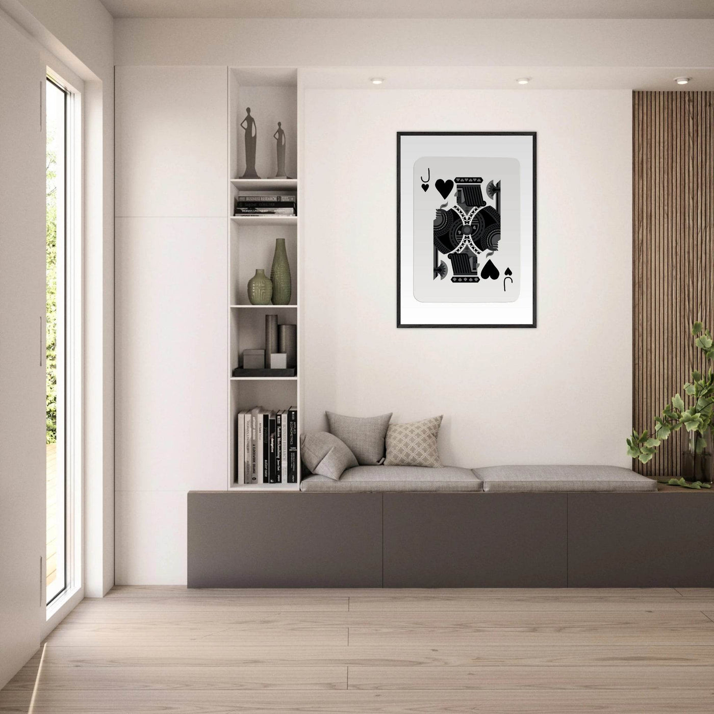 Minimalist Jack of Spades Poker Card Print - Mounted Framed Eco-Friendly Art, Various Sizes & Finishes - Vibrantwalls