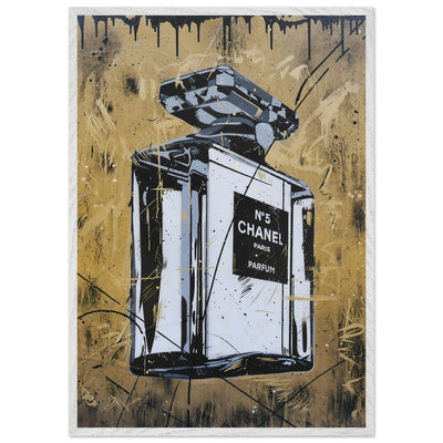 Abstract Chanel N°5 Art Print - Luxury Perfume Wall Art in Premium Mounted Frame - Vibrantwalls