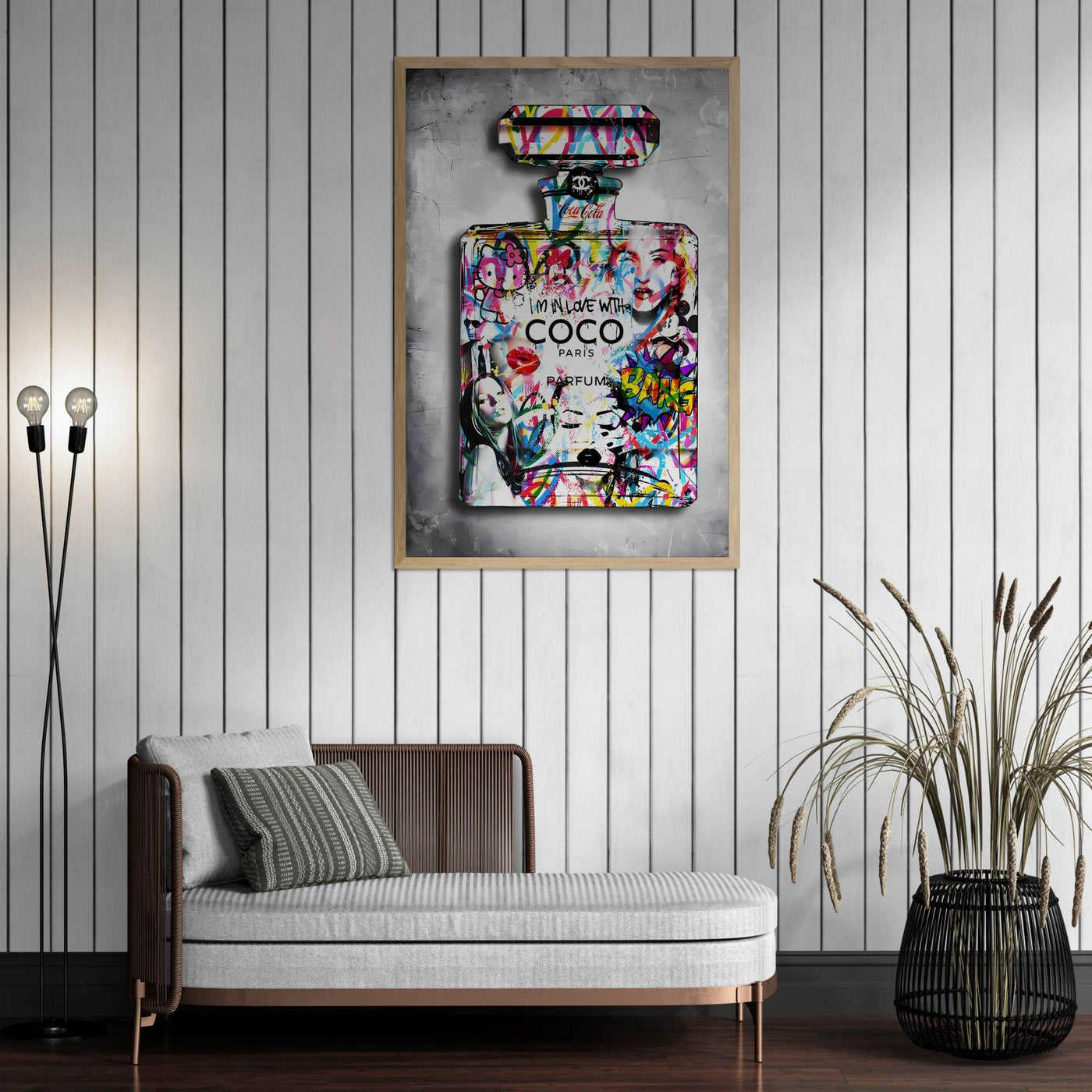 Vibrant Pop Art Chanel Perfume Bottle Print - Graffiti Chic Wall Decor for Fashion Lovers - Vibrantwalls