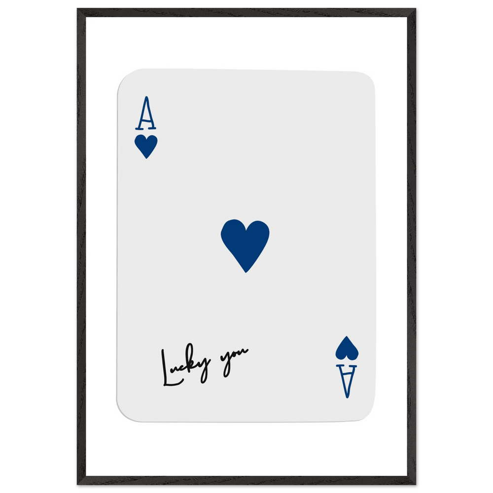 Lucky You Ace of Hearts - Framed Poker Card Art, Minimalist Eclectic Decor, Eco-Friendly Wood Frame - Vibrantwalls
