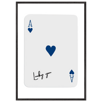 Lucky You Ace of Hearts - Framed Poker Card Art, Minimalist Eclectic Decor, Eco-Friendly Wood Frame - Vibrantwalls