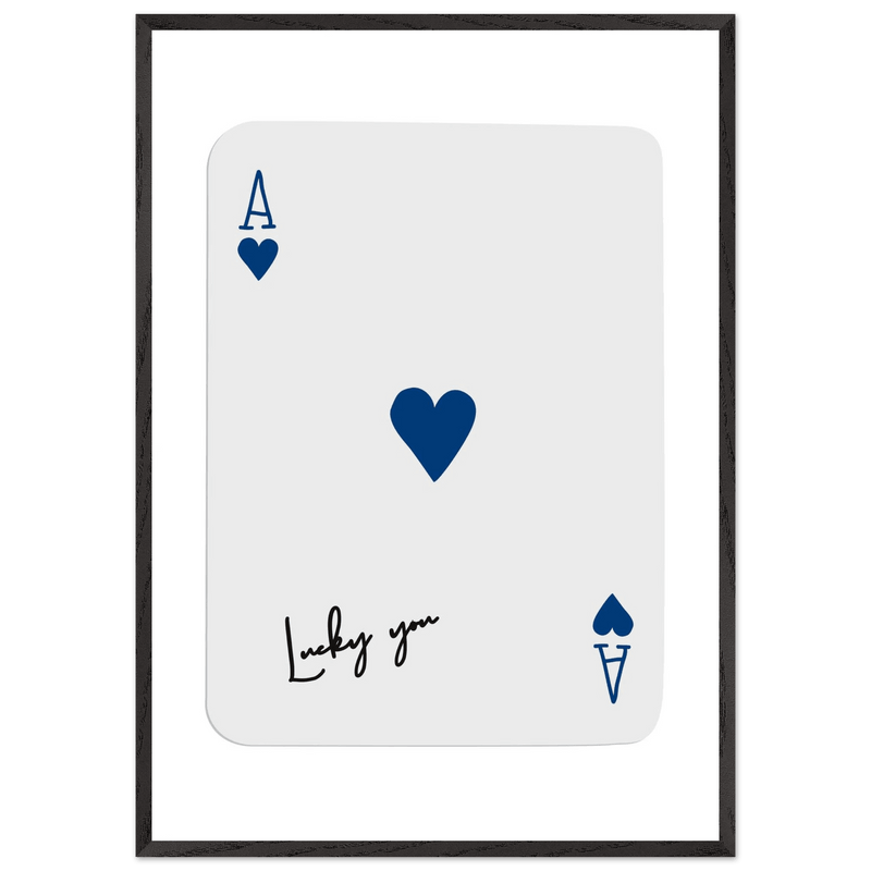 Lucky You Ace of Hearts - Framed Poker Card Art, Minimalist Eclectic Decor, Eco-Friendly Wood Frame - Vibrantwalls