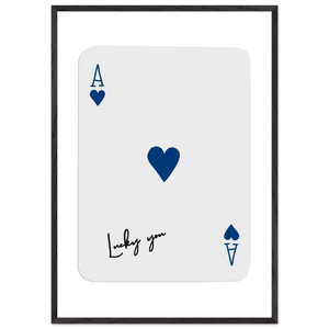 Lucky You Ace of Hearts - Framed Poker Card Art, Minimalist Eclectic Decor, Eco-Friendly Wood Frame - Vibrantwalls