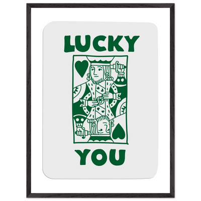 Lucky You Poker King of Hearts Print - Mounted Eco-Friendly Framed Poster Art in Dark Green - Vibrantwalls