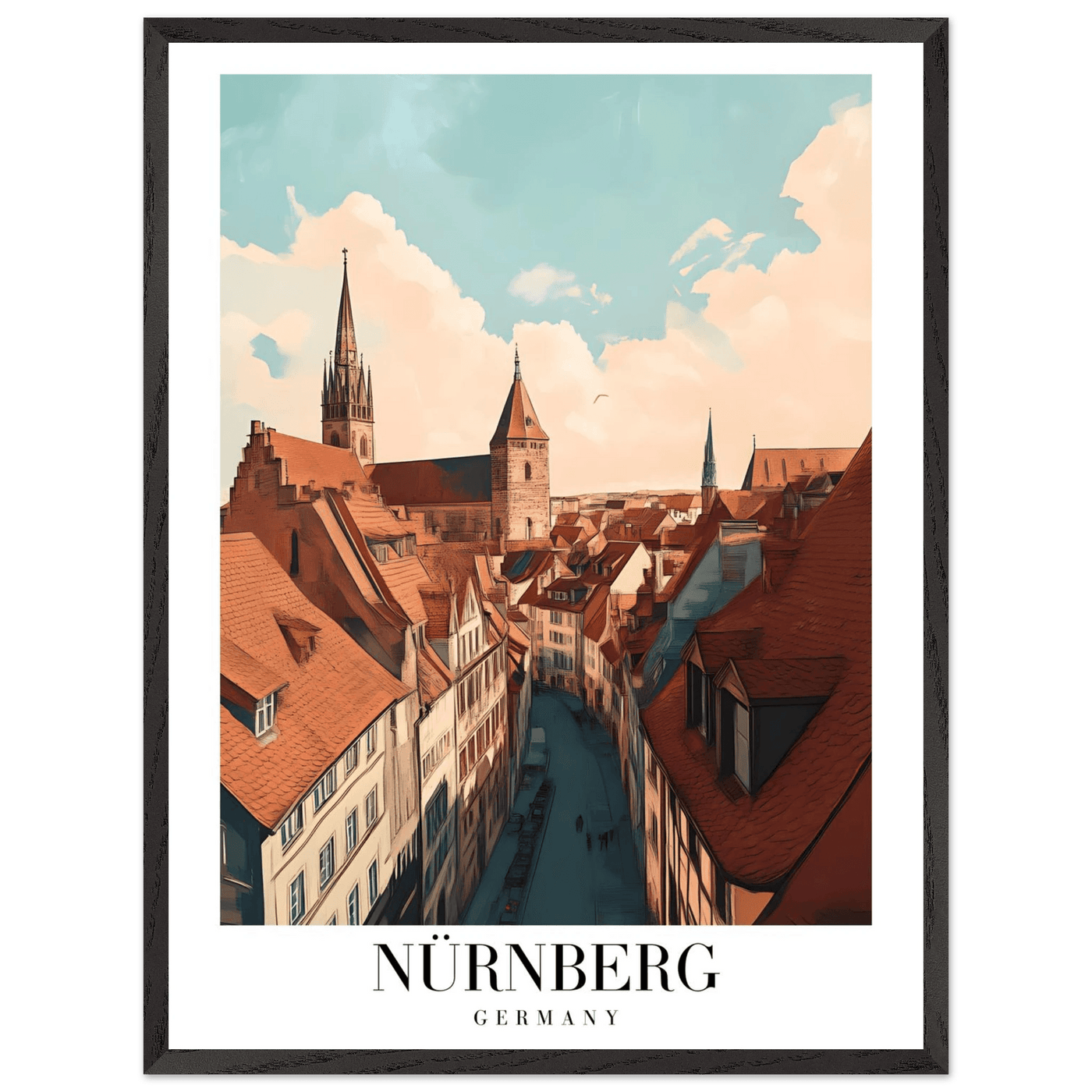 Nürnberg Germany Framed Poster – Vintage Travel Wall Art with Wooden Frame - Vibrantwalls