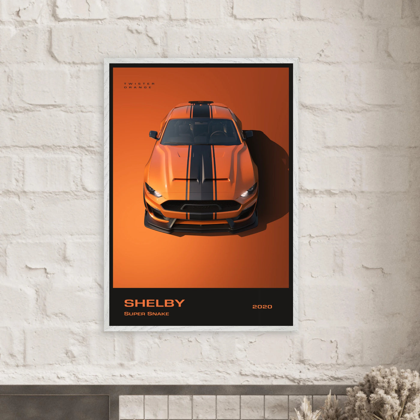 Shelby Super Snake 2020 "Twister Orange" Framed Poster | Modern Automotive Art, Ready-to-Hang Premium Quality Vibrantwalls