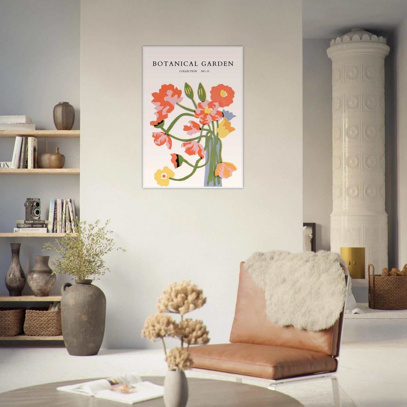 Botanical Garden Framed Poster - Abstract Floral Art Print | Warm Hues & Nature-Inspired Decor - Vibrantwalls