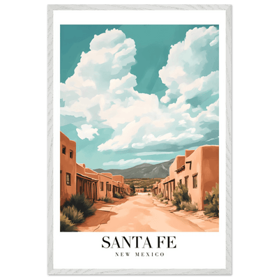 Santa Fe New Mexico Framed Poster – Vintage Southwest Wall Art with Wooden Frame - Vibrantwalls