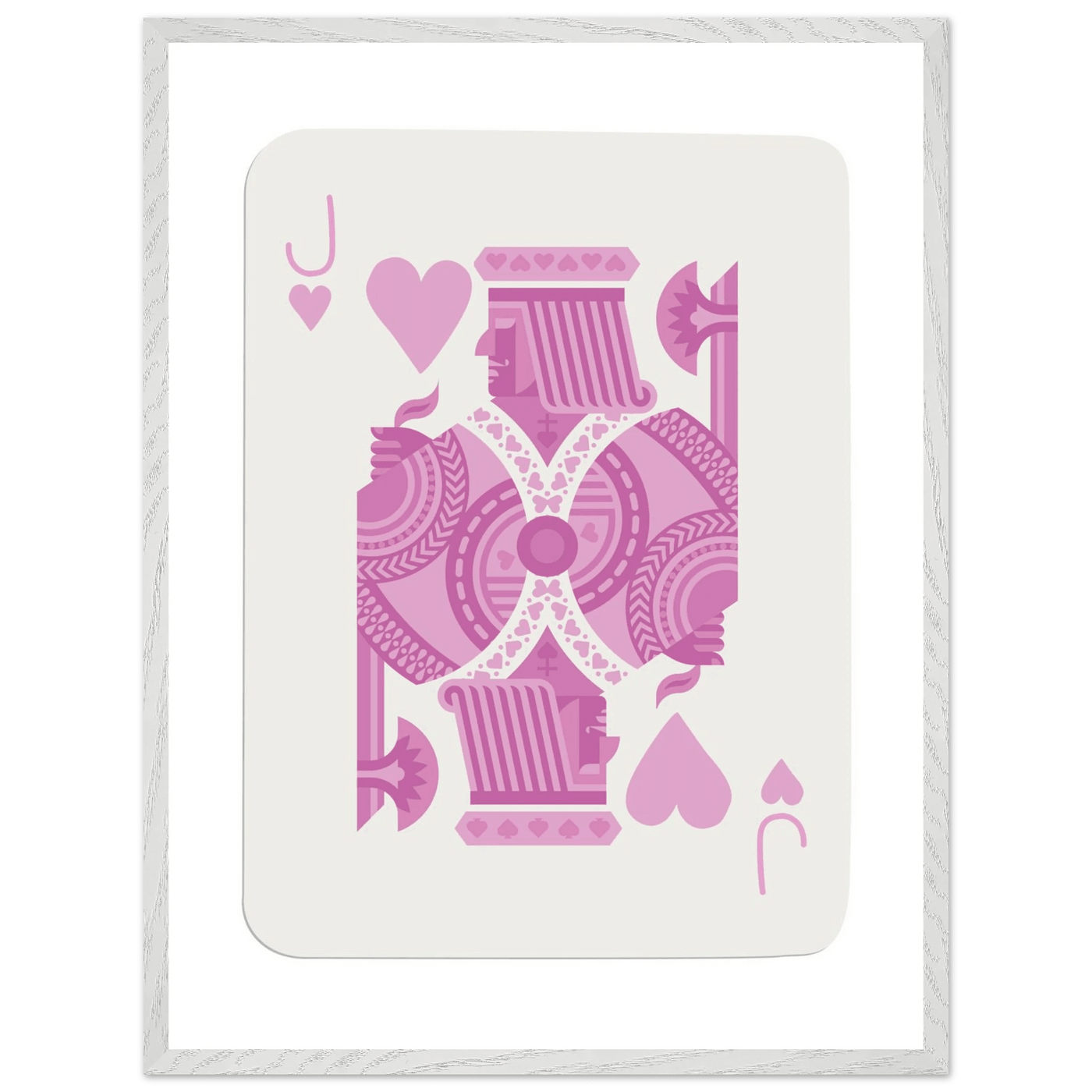 Jack of Hearts Poker Card Print - Eclectic Pink Framed Art - Eco-Friendly Wood Frame, Ready-to-Hang Decor - Vibrantwalls