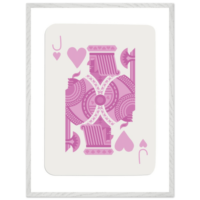 Jack of Hearts Poker Card Print - Eclectic Pink Framed Art - Eco-Friendly Wood Frame, Ready-to-Hang Decor - Vibrantwalls