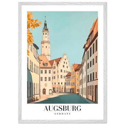 Augsburg Germany Framed Poster – Vintage European Cityscape Wall Art with Wooden Frame in Various Sizes - Vibrantwalls