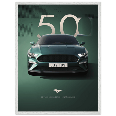 1968 Bullitt Mustang GT - 50th Anniversary Framed Poster | Iconic Dark Highland Green, Ready-to-Hang Wall Art - Vibrantwalls