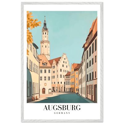 Augsburg Germany Framed Poster – Vintage European Cityscape Wall Art with Wooden Frame in Various Sizes - Vibrantwalls