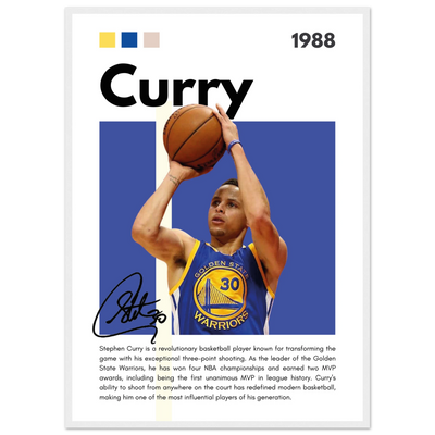 Stephen Curry Golden State Warriors Vintage Art 50x70 cm 20x28″ White frame Vibrantwalls