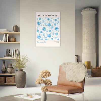 Toronto Flower Market Wall Art – Delicate Blue Floral & Gold Dot Prints | Framed & Ready-to-Hang - Vibrantwalls