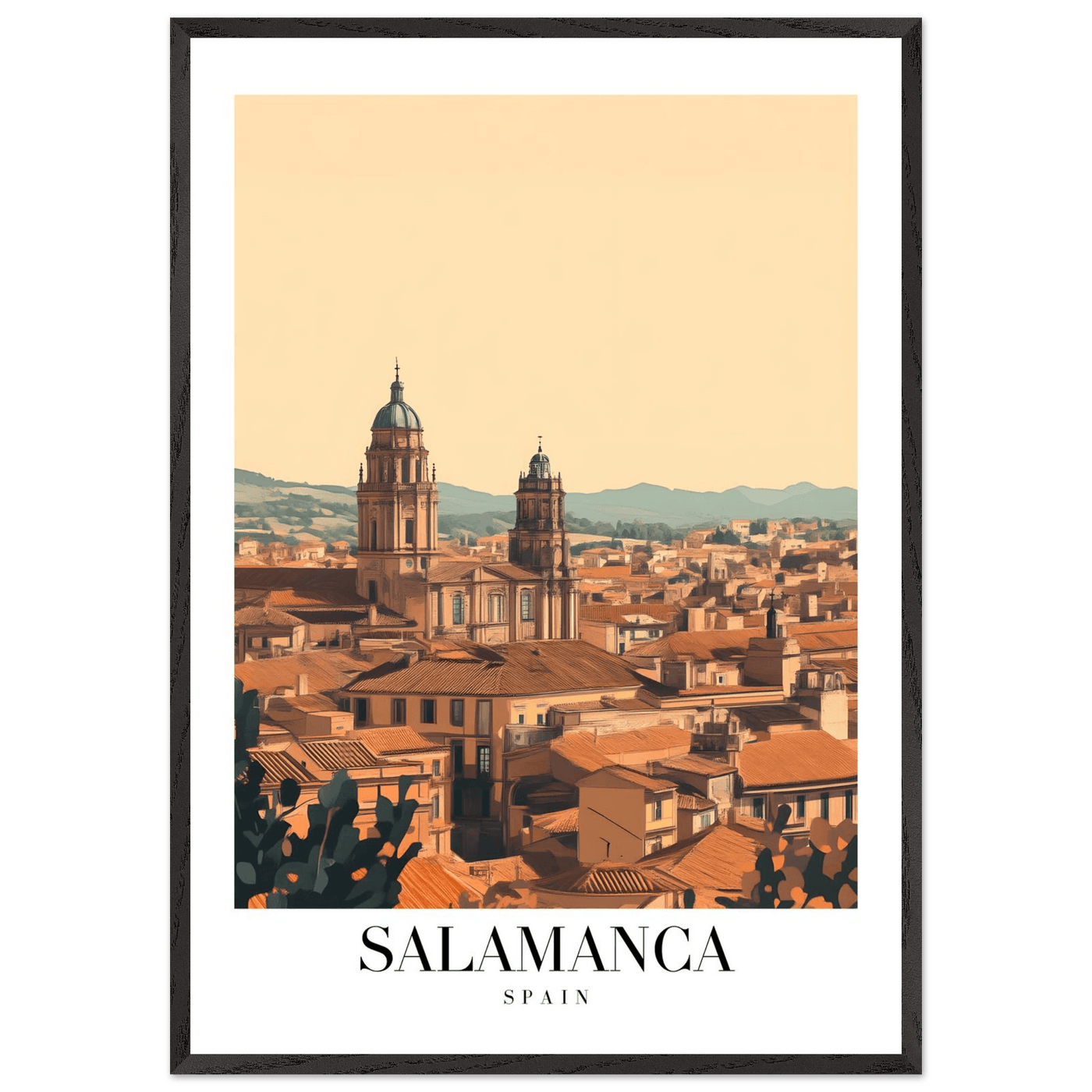 Salamanca Spain Framed Poster – Warm Hues Vintage Travel Wall Art with Wooden Frame - Vibrantwalls