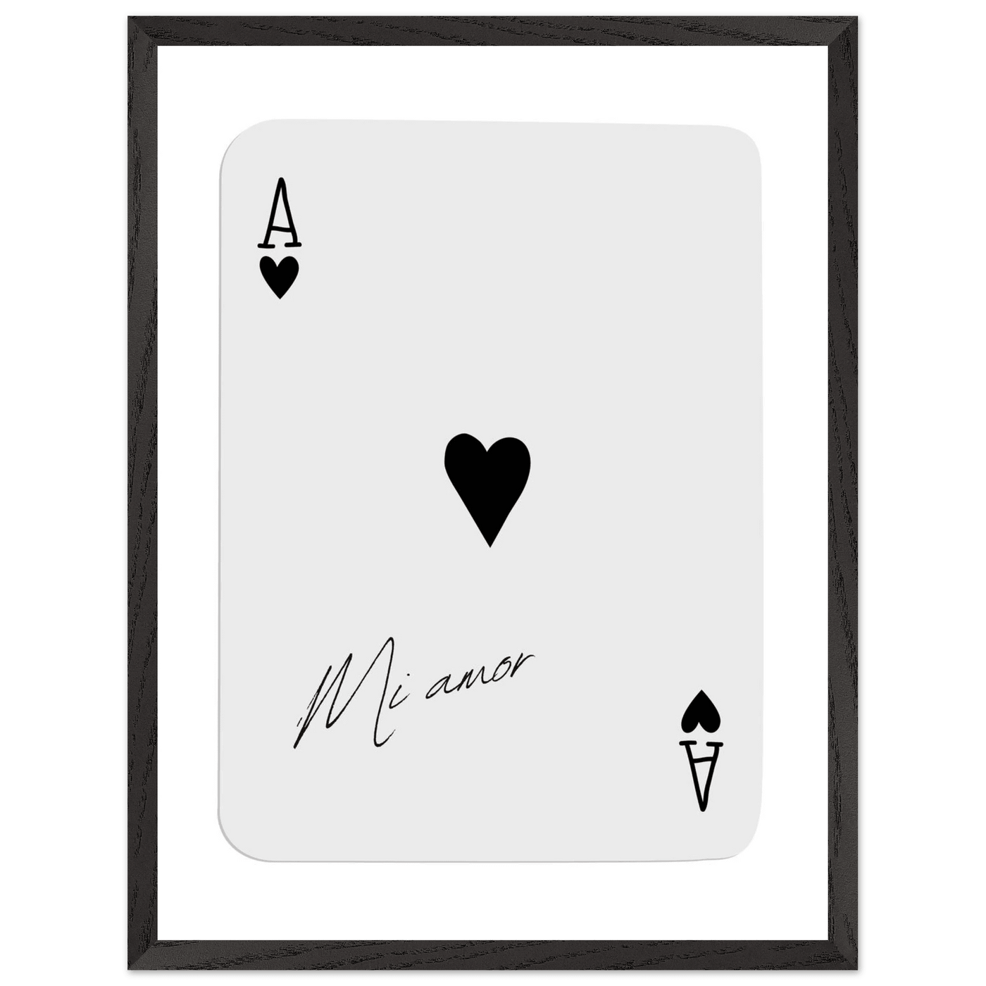 Mi Amor Ace of Hearts Framed Poster Art - Romantic Card Print with Eco-Friendly Wood Frame, Multiple Sizes & Colors - Vibrantwalls