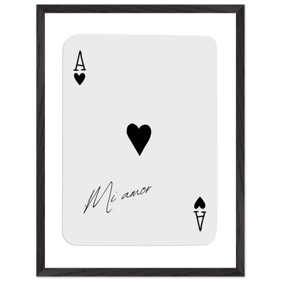 Mi Amor Ace of Hearts Framed Poster Art - Romantic Card Print with Eco-Friendly Wood Frame, Multiple Sizes & Colors - Vibrantwalls