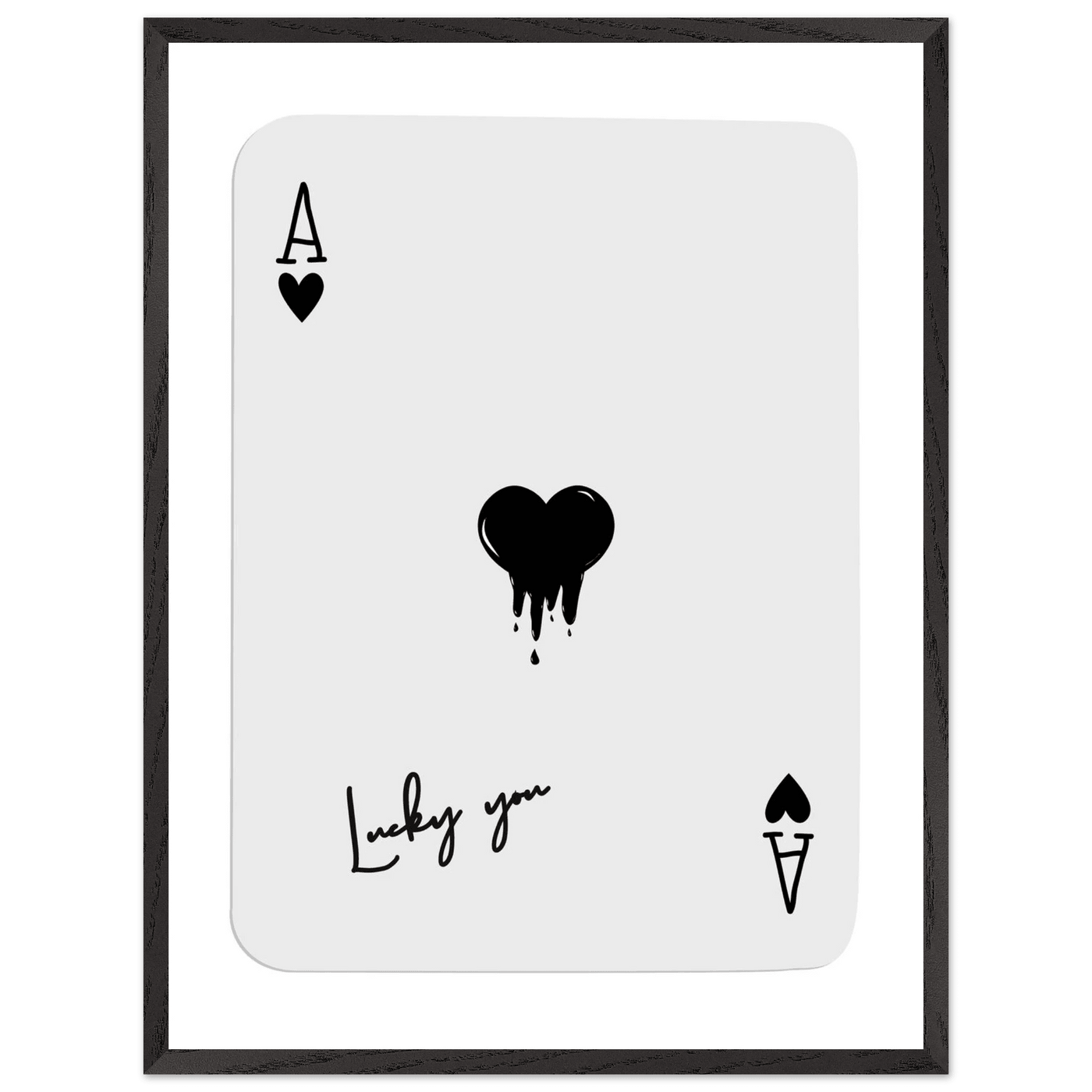 Lucky Ace of Hearts Dripping Art Print - Framed Poster, Modern Poker Card Decor, Eco-Friendly Wood Frame - Vibrantwalls