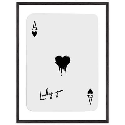 Lucky Ace of Hearts Dripping Art Print - Framed Poster, Modern Poker Card Decor, Eco-Friendly Wood Frame - Vibrantwalls