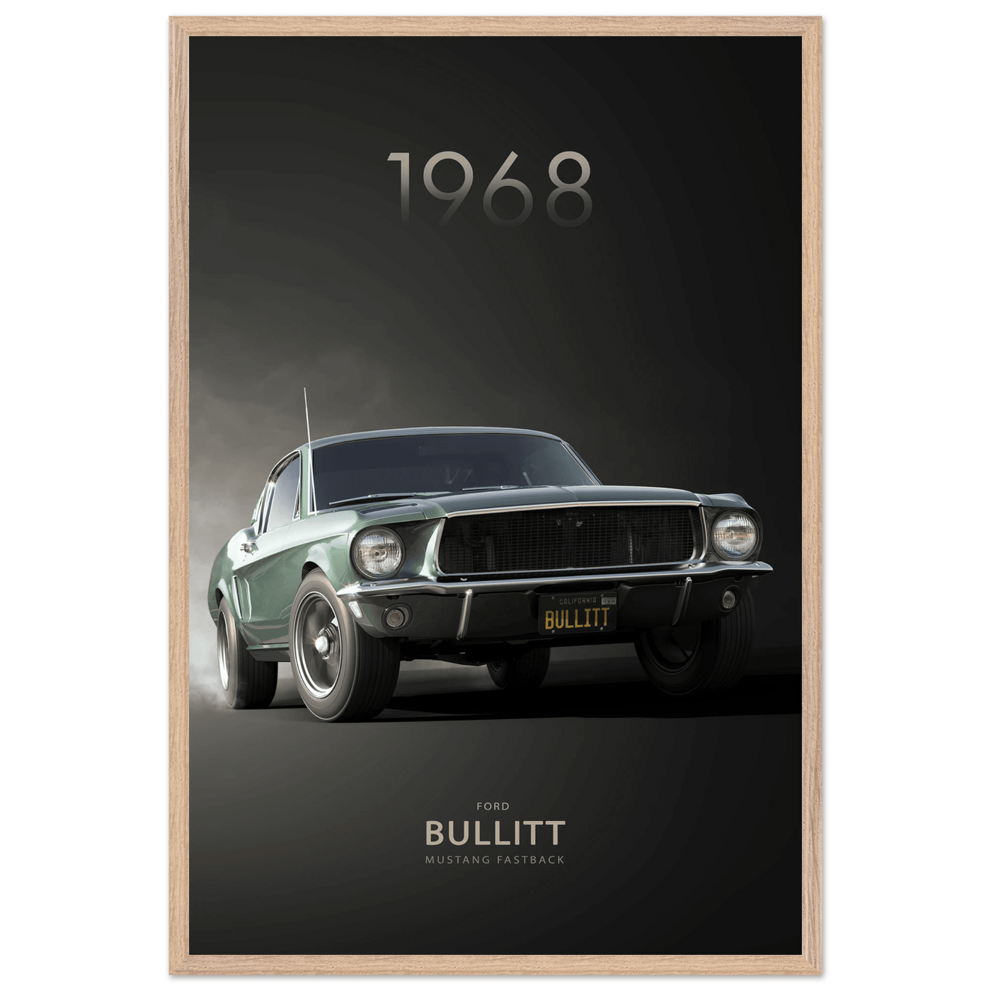1968 Bullitt Mustang GT - 50th Anniversary Framed Poster | Iconic Green, Ready-to-Hang, Premium Quality - Vibrantwalls