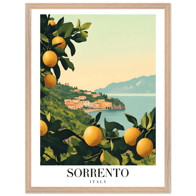 Sorrento Italy Framed Poster – Vintage Citrus Grove Travel Wall Art with Wooden Frame - Vibrantwalls