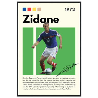 Zinedine Zidane Football Legend Framed French Poster 60x90 cm 24x36″ Black frame Vibrantwalls