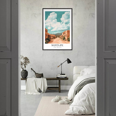 Santa Fe New Mexico Framed Poster – Vintage Southwest Wall Art with Wooden Frame - Vibrantwalls