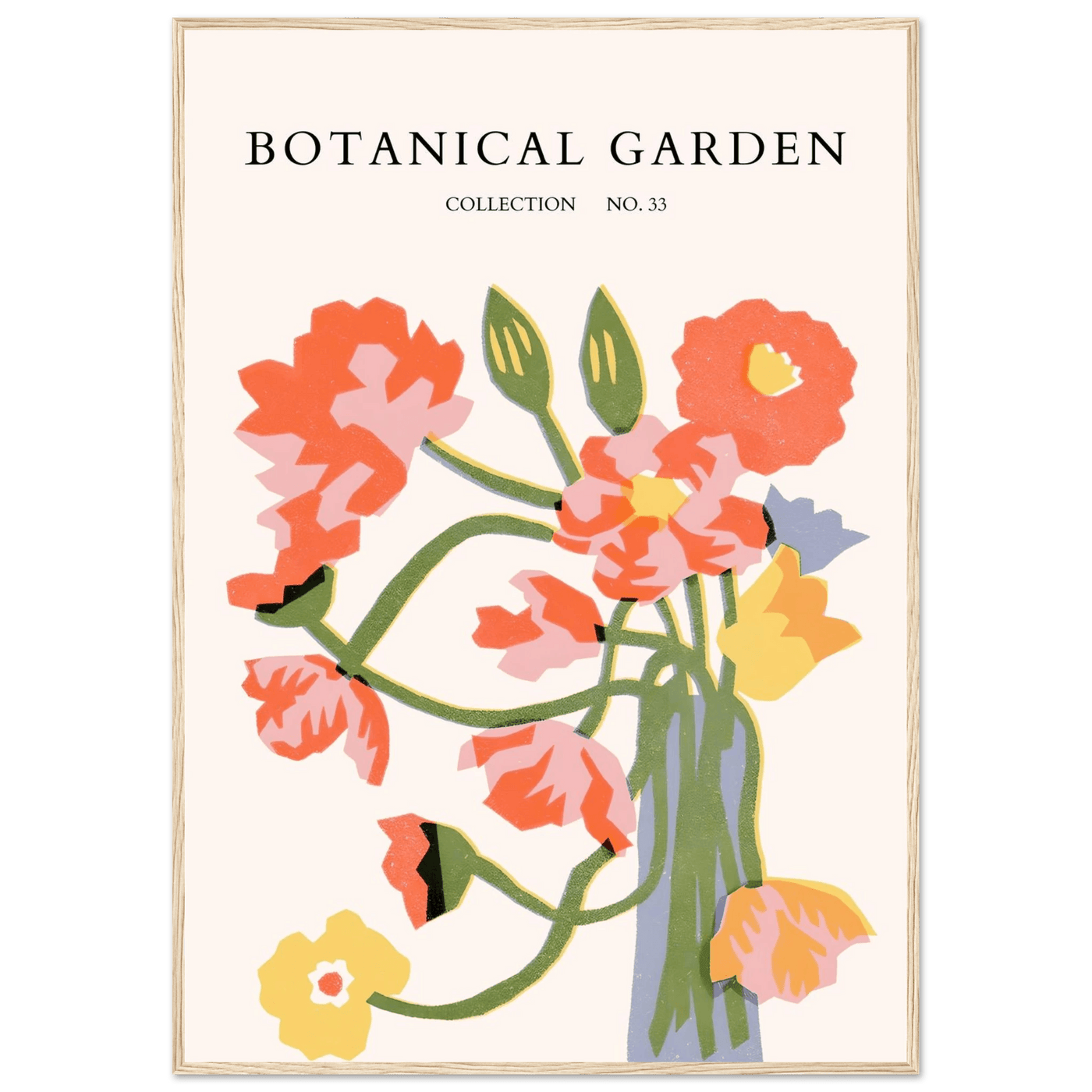 Botanical Garden Framed Poster - Abstract Floral Art Print | Warm Hues & Nature-Inspired Decor - Vibrantwalls