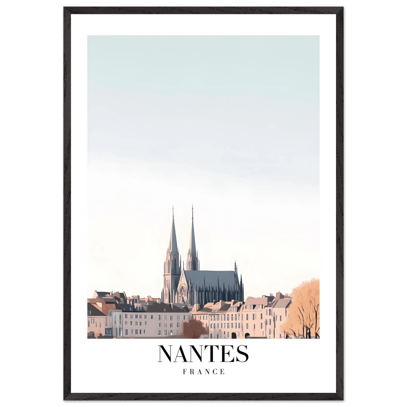 Nantes France Cathedral Framed Poster - Minimalist Travel Wall Art in Your Choice of Size & Frame - Vibrantwalls