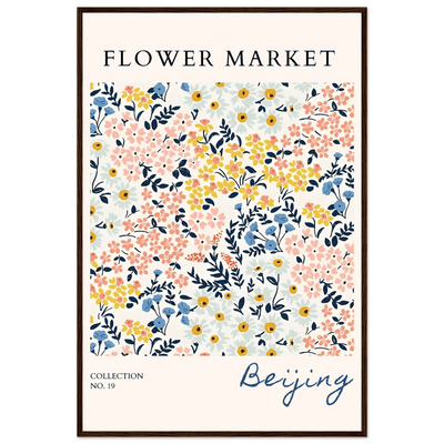 Flower Market Beijing Framed Poster – Whimsical Floral Art Print in Pastel Hues | Ready-to-Hang Wall Decor - Vibrantwalls