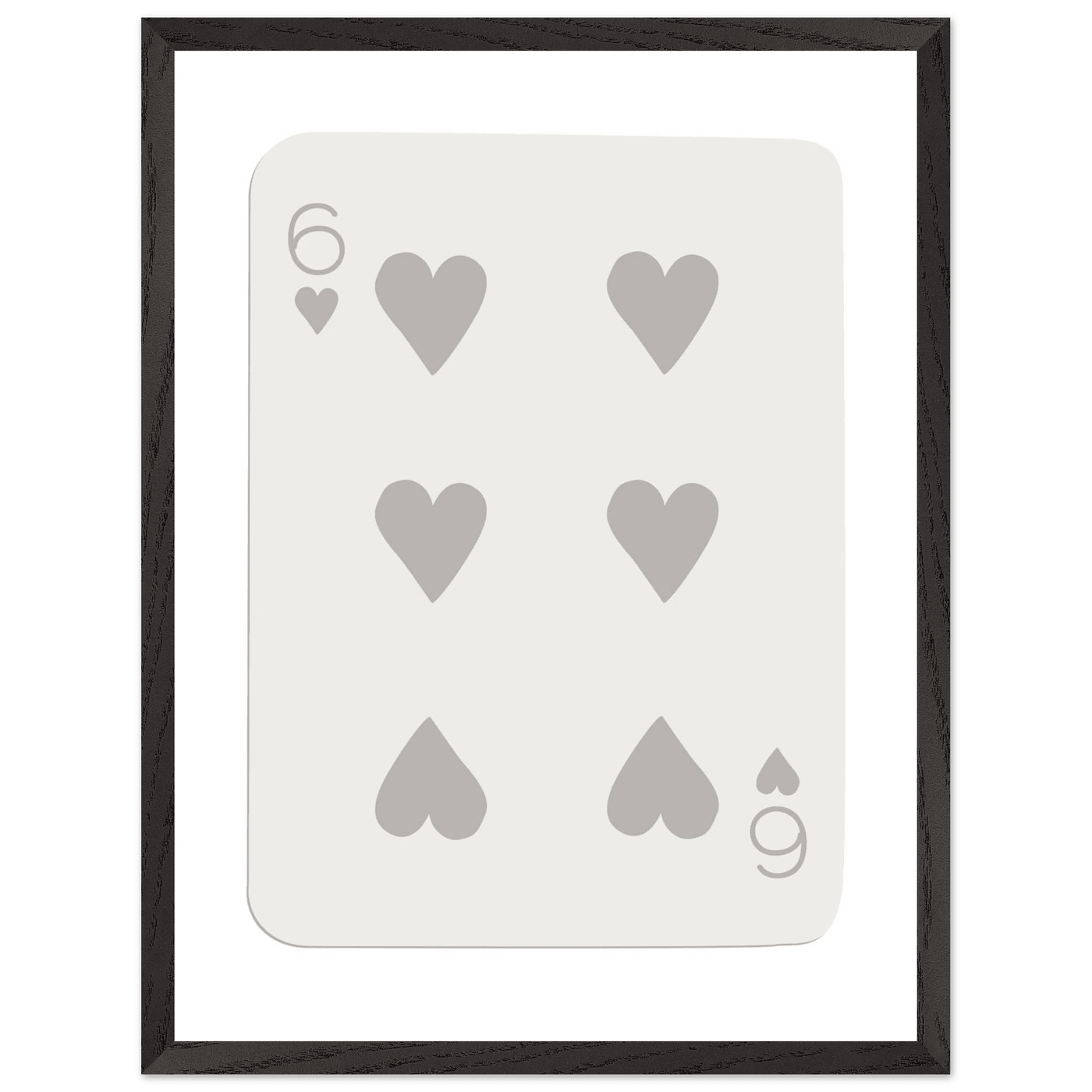 Minimalist Six of Hearts Card Print - Framed Poster Art with Eco-Friendly Wood Frame - Perfect for Modern Decor - Vibrantwalls