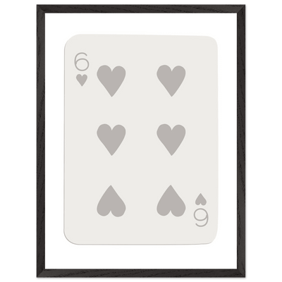 Minimalist Six of Hearts Card Print - Framed Poster Art with Eco-Friendly Wood Frame - Perfect for Modern Decor - Vibrantwalls