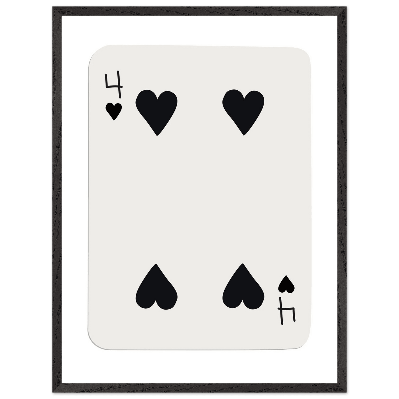 Minimalist Four of Hearts Poker Card Print - Mounted Framed Poster Art, Eco-Friendly Wood Frame - Vibrantwalls