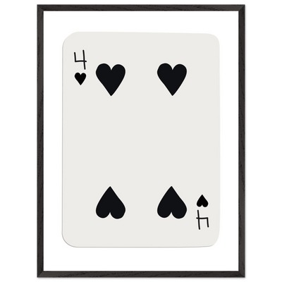 Minimalist Four of Hearts Poker Card Print - Mounted Framed Poster Art, Eco-Friendly Wood Frame - Vibrantwalls