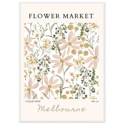 Flower Market Melbourne Framed Poster – Blush Floral & Sage Green Art Print | Ready-to-Hang Wall Decor - Vibrantwalls