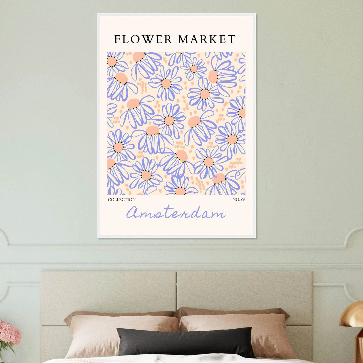 Abstract Floral Market Framed Poster – Whimsical Amsterdam Daisy Art Prints | Ready-to-Hang in Various Sizes - Vibrantwalls