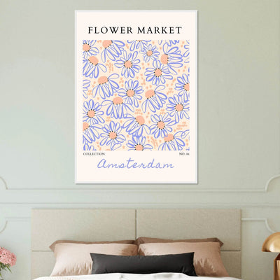 Abstract Floral Market Framed Poster – Whimsical Amsterdam Daisy Art Prints | Ready-to-Hang in Various Sizes - Vibrantwalls