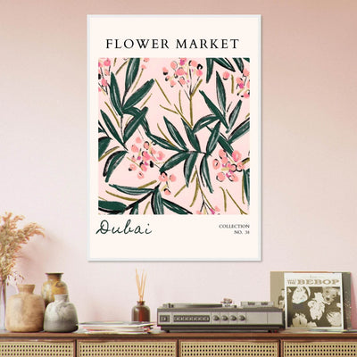 Dubai Flower Market Art Print – Blush Pink & Emerald Green Botanical Framed Poster | Ready-to-Hang - Vibrantwalls