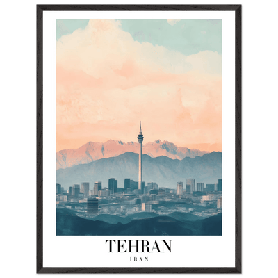 Tehran Iran Framed Poster – Vintage Cityscape Wall Art with Soft Hues & Wooden Frame - Vibrantwalls