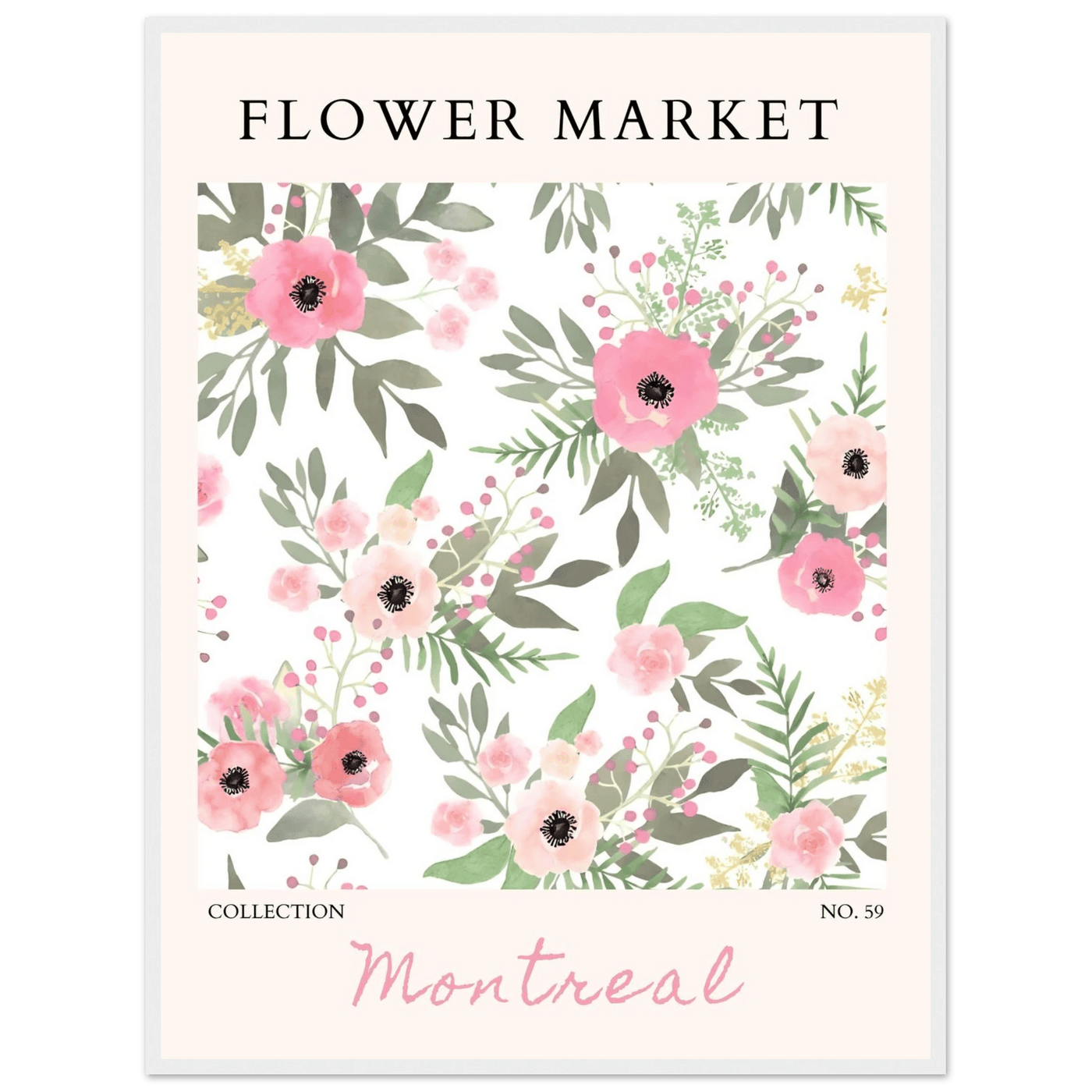 Flower Market Collection: Montreal – Whimsical Floral Art Prints | Ready-to-Hang Framed Posters - Vibrantwalls